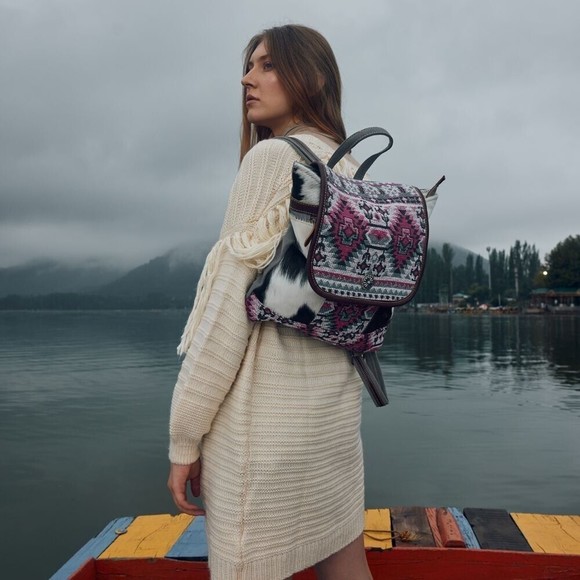 Myra Bag Handbags - Myra Bag Handmade Mia Backpack Upcycled Canvas & Cowhide Leather